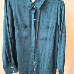 Womens Teal Geometric Shirt